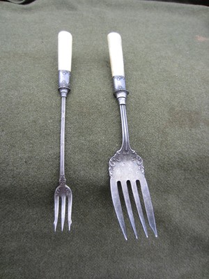 heavy large sterling silver salad fork & matching olive fork
